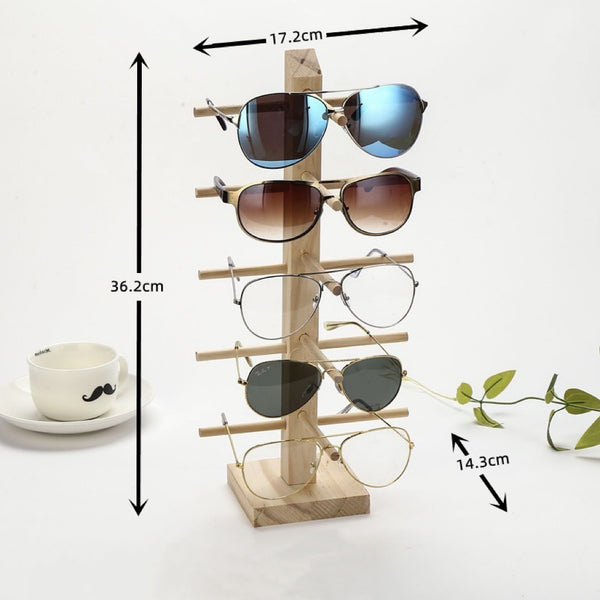 Expositor de gafas de sol de madera